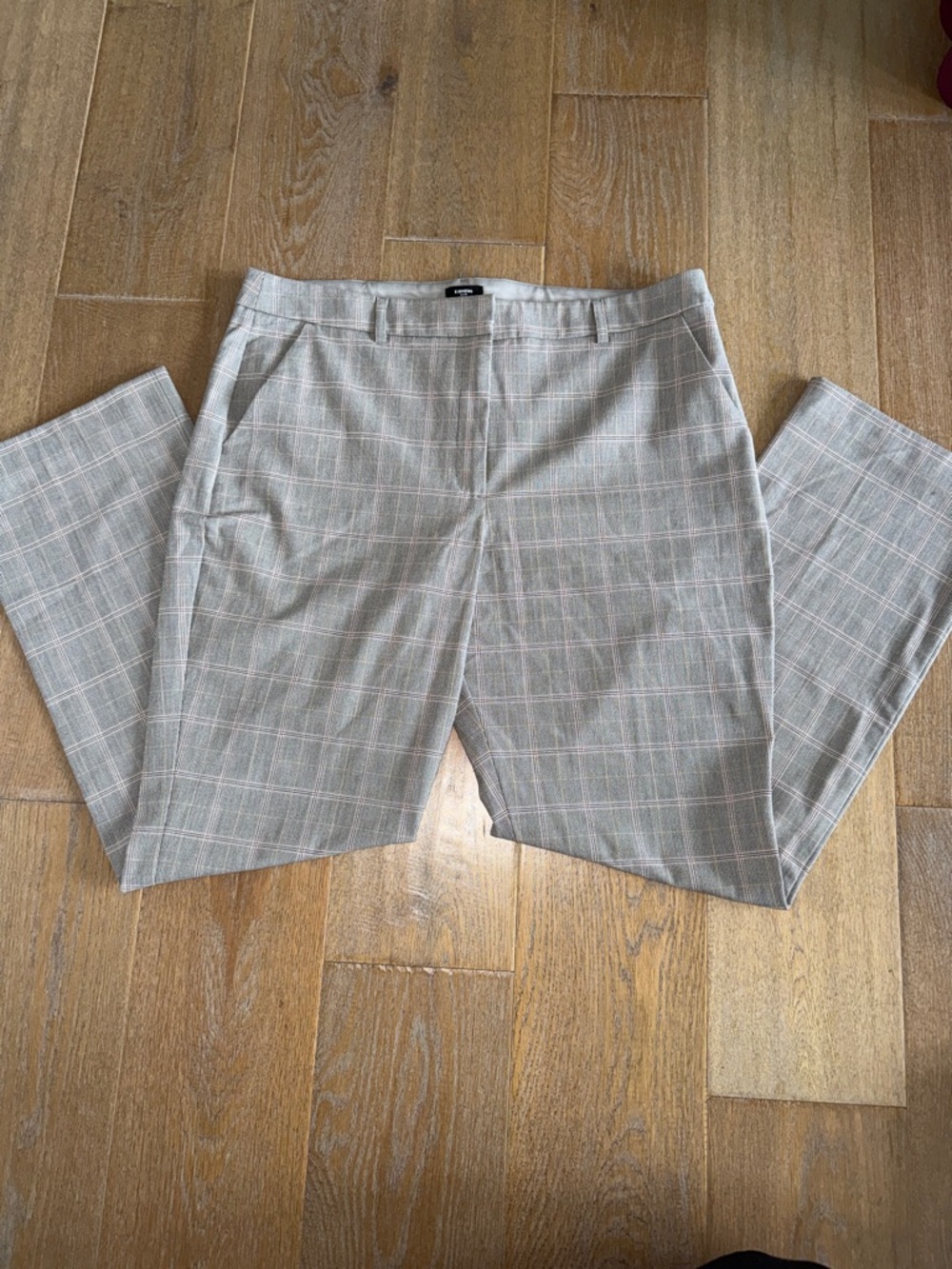 Express Light Gray Plaid Dress Pants